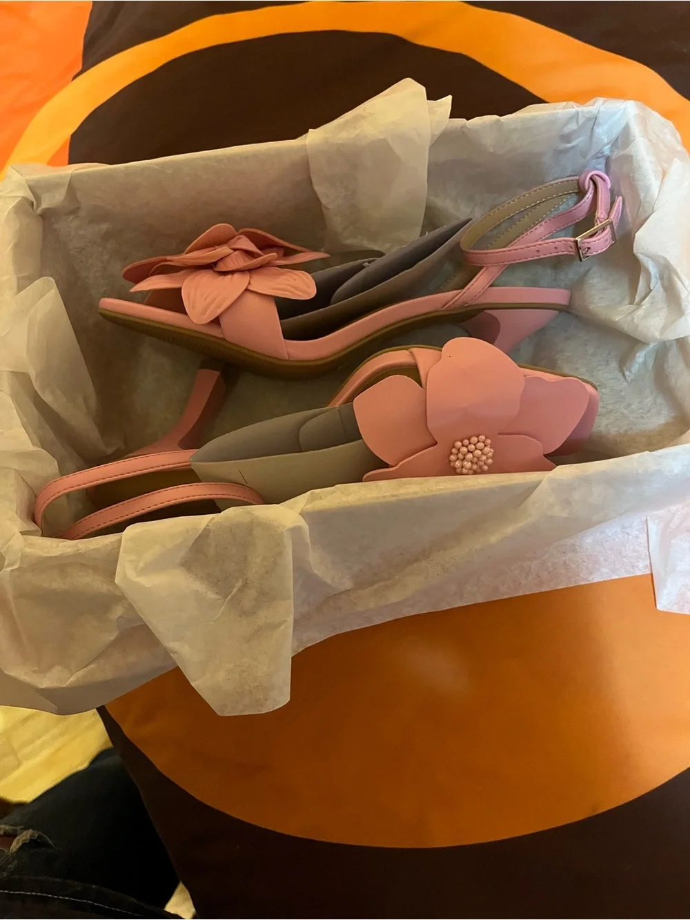 a new day Pink Floral Petal Ankle Strap Sandals